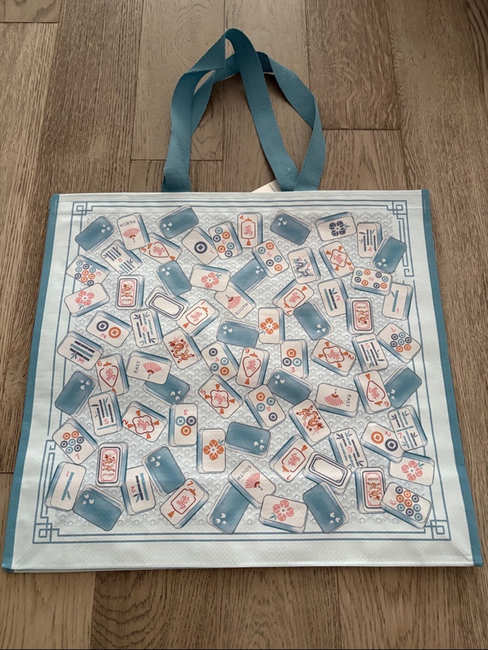 Mahjong Tile Print Reusable Tote Bag
